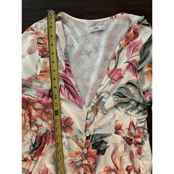Maaji Luna Maxi Dress Womens Medium Anthropologie Floral Button Front Kimono - Picture 9 of 15